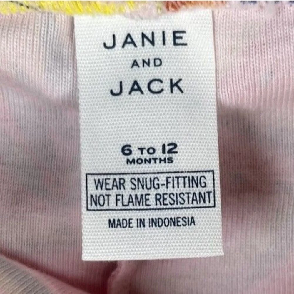 Janie & Jack 6 - 12 Months Pajamas Baby Good Night Fruit Print Set 100% Cotton